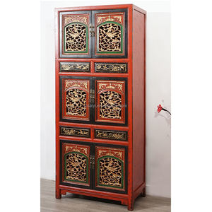 עץ מלא משובח ארון עץ מלא ארון עץ ארון תצוגה גבוהה עם דלת זכוכית ארון מגירה - Product Image 3