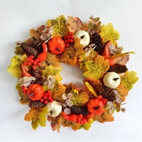 Guirlande d'automne avec fleurs et citrouilles, décoration murale pour porte et fenêtre, pour Thanksgiving et Halloween