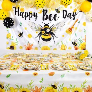 Assiettes et serviettes Bee Party - Fournitures de fête Happy Bee Day pour enfants, ensemble de vaisselle sur le thème des abeilles - Product Image 3
