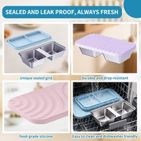 Boîte à lunch bento en acier inoxydable 304 de qualité alimentaire avec couvercle en silicone, compartiments divisés étanches pour la préparation des repas, sans BPA