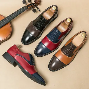 Sepatu formal kulit tiga titik pria gaya Oxford & Derby bisnis untuk setelan & pernikahan pakaian pengantin pria terinspirasi Inggris