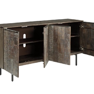Meuble de rangement mural en bois massif Antique Home Madia, armoire latérale en bois avec porte - Product Image 2