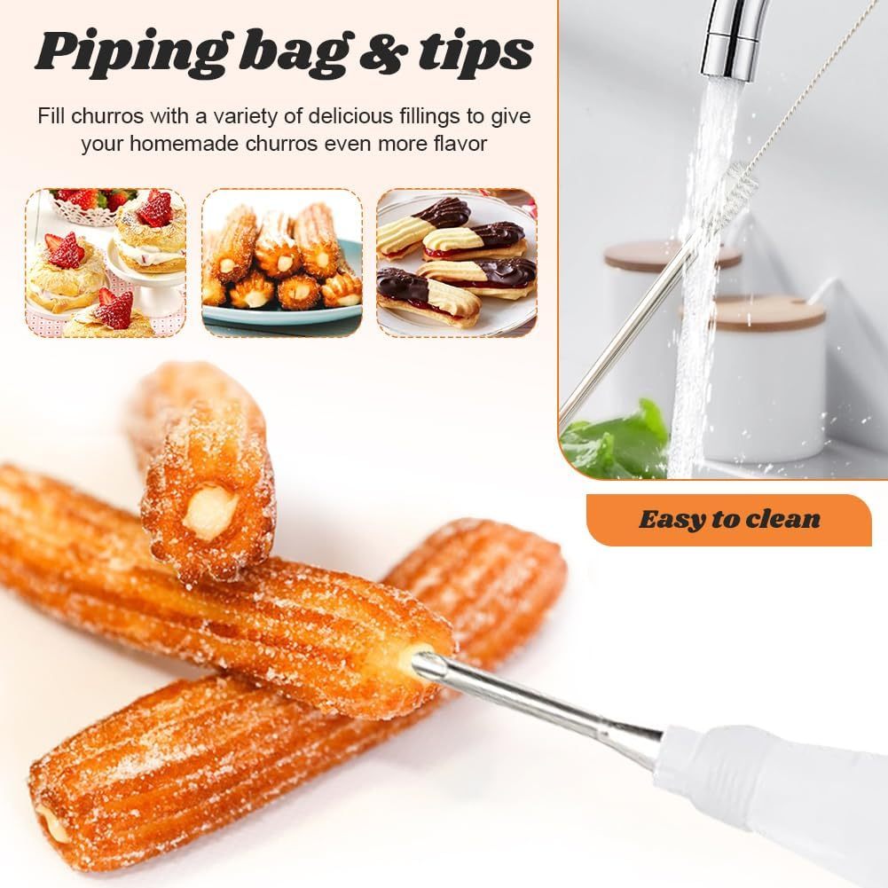 Churro Maker, Churros Maker Cookie Press Gun Cookie Outils de Décoration en Acier Inoxydable Cookie Press pour Biscuits Gâteau Dessert Churro