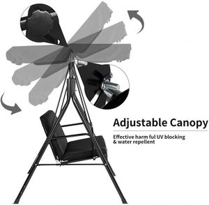 Columpio de jardín al aire libre de 3 plazas con cubierta solar Marco de metal Patio Hamaca Toldo para muebles de exterior - Product Image 4