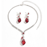 Parure de bijoux de mariée élégante en cuivre, accessoires de gros, collier et boucles d'oreilles magnifiques pour mariages, fêtes et robes de soirée
