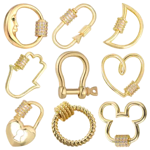 DIY Fastener Heart Oval Geometric Screw Lock Brass Clasp For Handmade Hanging Chains Pendant Punk Jewelry Making