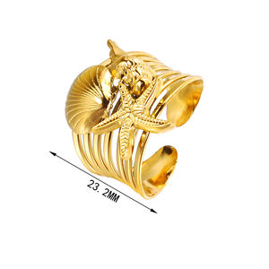 Лидер продаж, модные кольца из нержавеющей стали, позолоченные кольца с морским коньком для женщин - Product Image 1