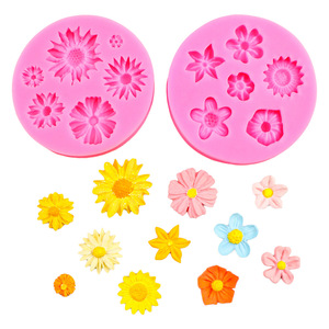 Moule en silicone Fleur de marguerite et rose, Moule en silicone pour fondant, Moules à fleurs pour décoration de gâteaux DIY - Product Image 1