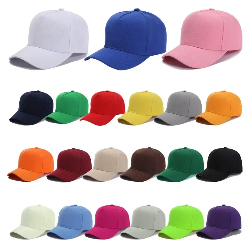 Topi bisbol polos uniseks 5 Panel, topi ayah warna-warni grosir dengan Logo kustom, topi bisbol bordir bercetak Logo, topi olahraga bisbol