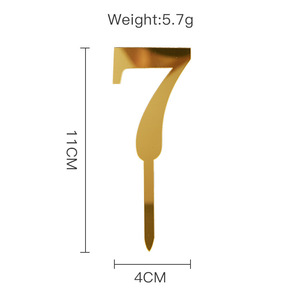 ท็อปเปอร์เค้กอะคริลิค รูปน้ำผึ้งและน้ำหวาน สีทอง ขนาด 11 ซม. หมายเลข 6 สำหรับตกแต่งเค้กในงานวันเกิด - Product Image 3