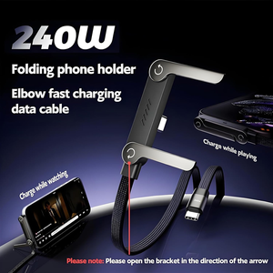Cable <span class=keywords><strong>USB</strong></span> Tipo C de Carga Rápida Taipuxi Elbows Phone 240w, Cable Tipo C a C Plegable con Soporte Plegable para Teléfono - Product Image 4