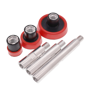 6 pièces rouge crochet et boucle disque de ponçage ensemble de tampons de support comprennent tige M14 plaque de support de filetage pour le polissage de détail de disque auto-adhésif - Product Image 1