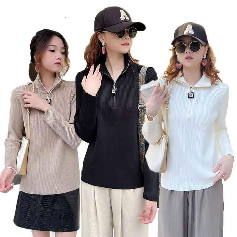 Quality Mock Neck Long Sleeve Winter Cozy Pullover Sweater Women's Warm Clothes Long Sleeve Cozy Knit Casual Loose Winter Tops