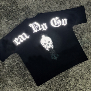 T-shirt décontracté ample pour homme 2026, motif lettres réfléchissant qui brille dans le noir, 100 % coton peigné, respirant et séchage rapide - Product Image 2