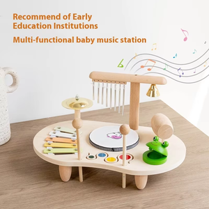 NOUVEAU Jouets <span class=keywords><strong>pour</strong></span> enfants Kit de tambour en bois <span class=keywords><strong>pour</strong></span> enfants Tambour <span class=keywords><strong>pour</strong></span> bébé Instruments de musique Jouets Montessori Jouets musicaux éducatifs Cadeaux avec carillons éoliens - Product Image 3