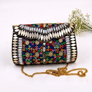 Craftstages International Designer Artisanal Chaînes De Mosaïque En Métal Embrayage Dames Boîte Multicolore Sacs De Soirée À Rabat À Motifs - Product Image 1