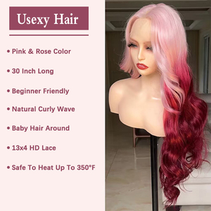 Bán buôn nhiệt độ cao sợi chịu nhiệt tổng hợp ren phía trước tóc giả ombre Màu cơ thể sóng tóc giả mật độ 180 glusless tóc tóc giả - Product Image 4