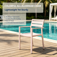 Chaise d'extérieur entièrement en aluminium, chaise de patio colorée résistante aux intempéries, fauteuil léger empilable pour jardin, bord de piscine, balcon