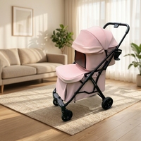 Poussette pour animaux de compagnie de luxe à double couche, imperméable, en métal imprimé, avec système de stationnement à un clic