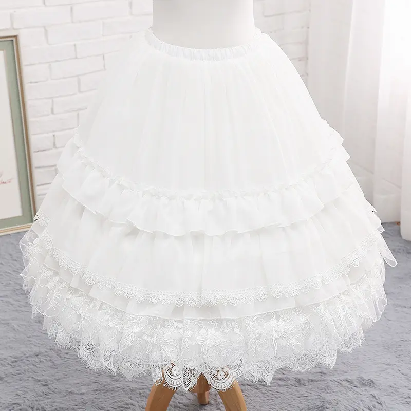 Женская Кружевная юбка-подъюбник из шифона в стиле «Лолита», черная короткая юбка для косплея, свадебные аксессуары, 2022