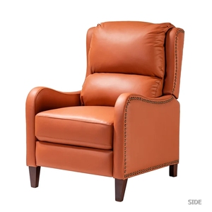 Genuine <strong>Leather</strong> Manual <strong>Recliner</strong> Push Back <strong>Recliner</strong> Chair with Solid Wood Legs Nailhead Trim <strong>Armchair</strong> for Living Room - Product Image 6