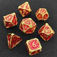 Dés de jeu de rôle polyédriques en laiton massif émaillé rouge et or, esthétiques et luxueux, pour jeux de table