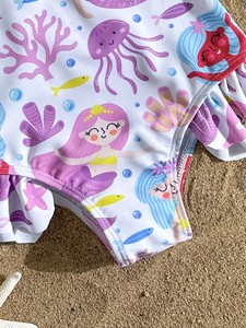 Costume da Bagno Intero per Bambine con Stampa Sirena e Volant, Morbido e Delicato sulla Pelle, per Spiaggia e Piscina - Product Image 4
