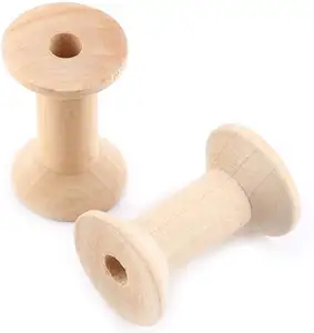 Wooden Empty Spool Empty Thread Spools Natural Wire Weaving Bobbins Wood Color