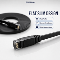 Câble Ethernet plat Cat6 flexible noir RJ45 UTP OEM ODM CCA pour montage mural TV et bureau