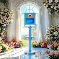 Photomaton en métal avec écran tactile réglable à 15,6 pouces, bande lumineuse LED, caméra, pour mariage, fête, événements de location