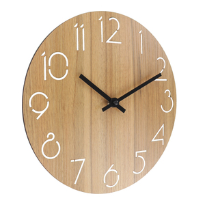 Relojes de pared de madera nórdicos creativos de 12 pulgadas, reloj de madera rústica de diseño Vintage con números arábigos, reloj redondo decorativo de pared - Product Image 3