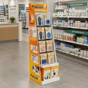 Présentoir incliné en carton ondulé personnalisé pour semelles, coussinets de talon et produits de soins des pieds - Product Image 3
