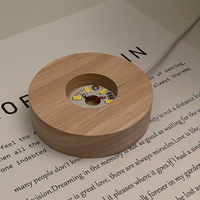 Supports de veilleuses à longue bande USB lampes rondes Bases lumineuses en bois Bases LED tactiles à distance 3D fente en bois peut Bases lampes chambre
