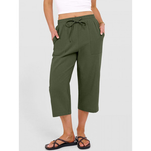 Novedad 2026 para <span class=keywords><strong>Wish</strong></span>: <span class=keywords><strong>Pantalones</strong></span> Casuales de Pierna Ancha con Cordón Ajustable, de Algodón y Lino, de Color Liso, Estilo Europeo Americano, para <span class=keywords><strong>Mujer</strong></span>, Primavera/Otoño - Product Image 6