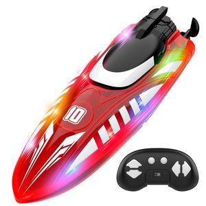 Bateau et navire télécommandés Flytec V777 Rouge avec éclairage LED éblouissant, double propulsion, cascades, 2 vitesses, pour enfants, piscines et lacs, jouet cadeau - Product Image 1