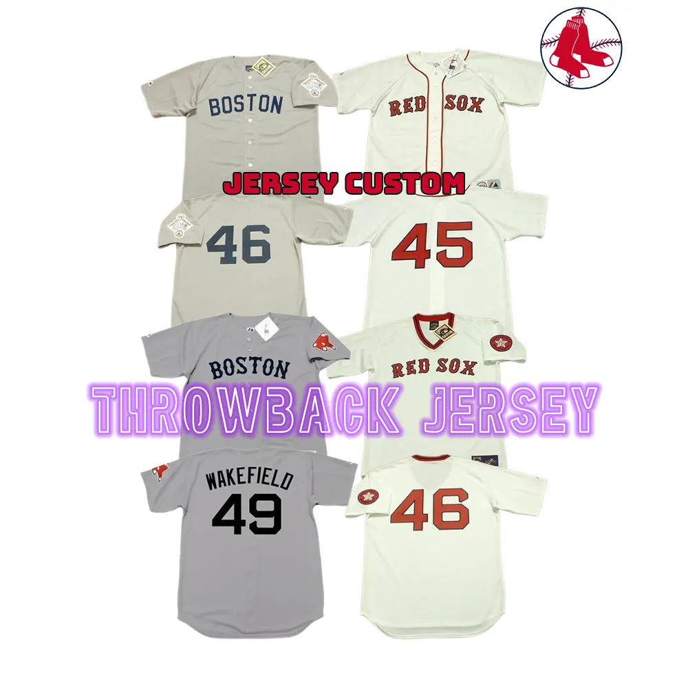 Camiseta de béisbol para hombre Boston 45 Pedro Martinez 46 Bob Stanley 47 Bruce Hurst 49 Tim Wakefield