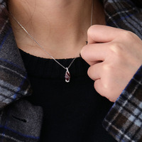Nouveau collier en or blanc 14 carats unisexe, certifié IGI, avec pendentif goutte en diamant violet, design haut de gamme et polyvalent