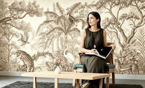 <span class=keywords><strong>Carta</strong></span> <span class=keywords><strong>da</strong></span> <span class=keywords><strong>Parati</strong></span> in Lino Naturale Ecologica con Stampa Digitale Personalizzata, Design Retrò Giungla Tropicale per Decorazioni d'Interni - Product Image 3