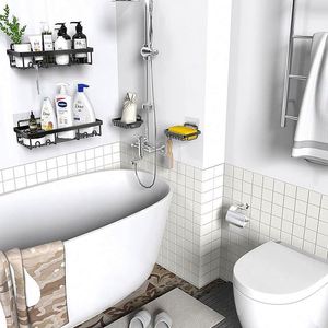 Decoración del Hogar, Juego de 4 Organizadores de Ducha para Baño, Estantes de Pared para Baño - Product Image 5