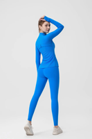 Ensemble de yoga Lulus Signature, veste à col montant à séchage rapide, pantalon court extensible à fermeture éclair dorée - Spandex/Nylon, vêtements de sport
