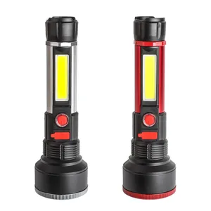 Factory Wholesale USB Charging Interface 4 Gear Adjustment Double Source Strong Light Led Tactical Flashlight