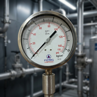 Manomètre mécanique en acier inoxydable à double échelle PSI Kg Cm2 Bar pour surveillance industrielle AIMS Controls Modèle DN65 PI100.11 4