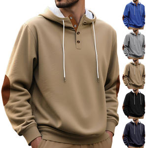 Sweat-shirt à capuche pour homme, couleur unie, design épaissi avec boutons, coupe décontractée, style automne-hiver - Product Image 6