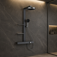 Système de douche mural HONGDEC gris anthracite avec affichage numérique et thermostat, kit de douche pour salle de bain
