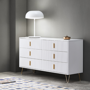 <span class=keywords><strong>Commode</strong></span> blanche <span class=keywords><strong>moderne</strong></span> avec armoire à 6 tiroirs, armoire latérale pour le salon - Product Image 2