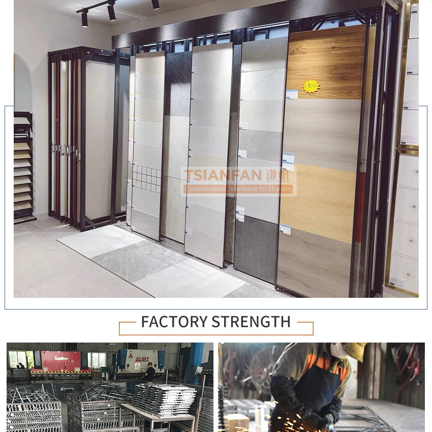 New design large metal horizontal push-pull fram showroom slate granite quartz sample artificial stone display rack