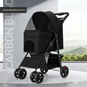 <span class=keywords><strong>Poussette</strong></span> pliable légère pour animaux de compagnie, chariot de promenade extérieur pour Corgis, Teddy, petits et moyens chiens, chats, voyages quotidiens et sorties - Product Image 5