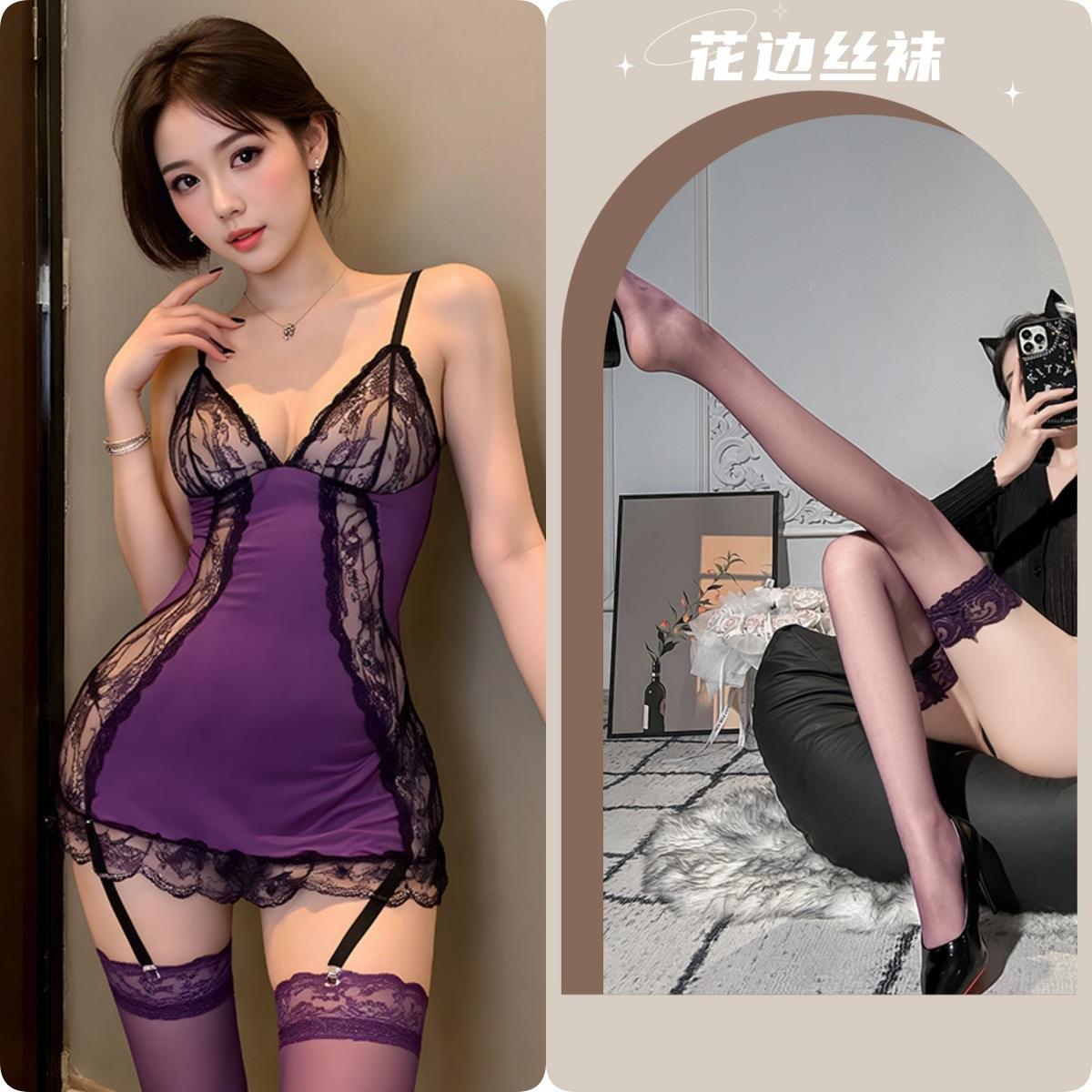 Purple Bodycon Dress + Purple Stockings