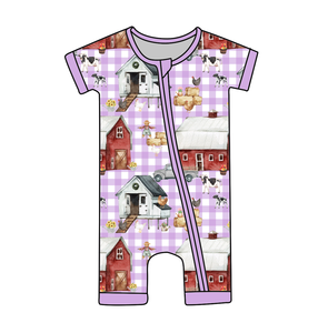 Pijamas de Bambú para Bebés Niñas, Primavera, 2 Piezas, Estampado Animal, Venta al por Mayor, Cómodos y Suaves, Mamelucos para Recién Nacidos, a la Moda - Product Image 1