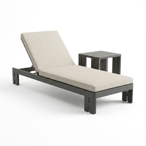 Modern Outdoor Sun Lounger Beige Cushion Aluminum Frame Contemporary Design Poolside Furniture - Product Image 2